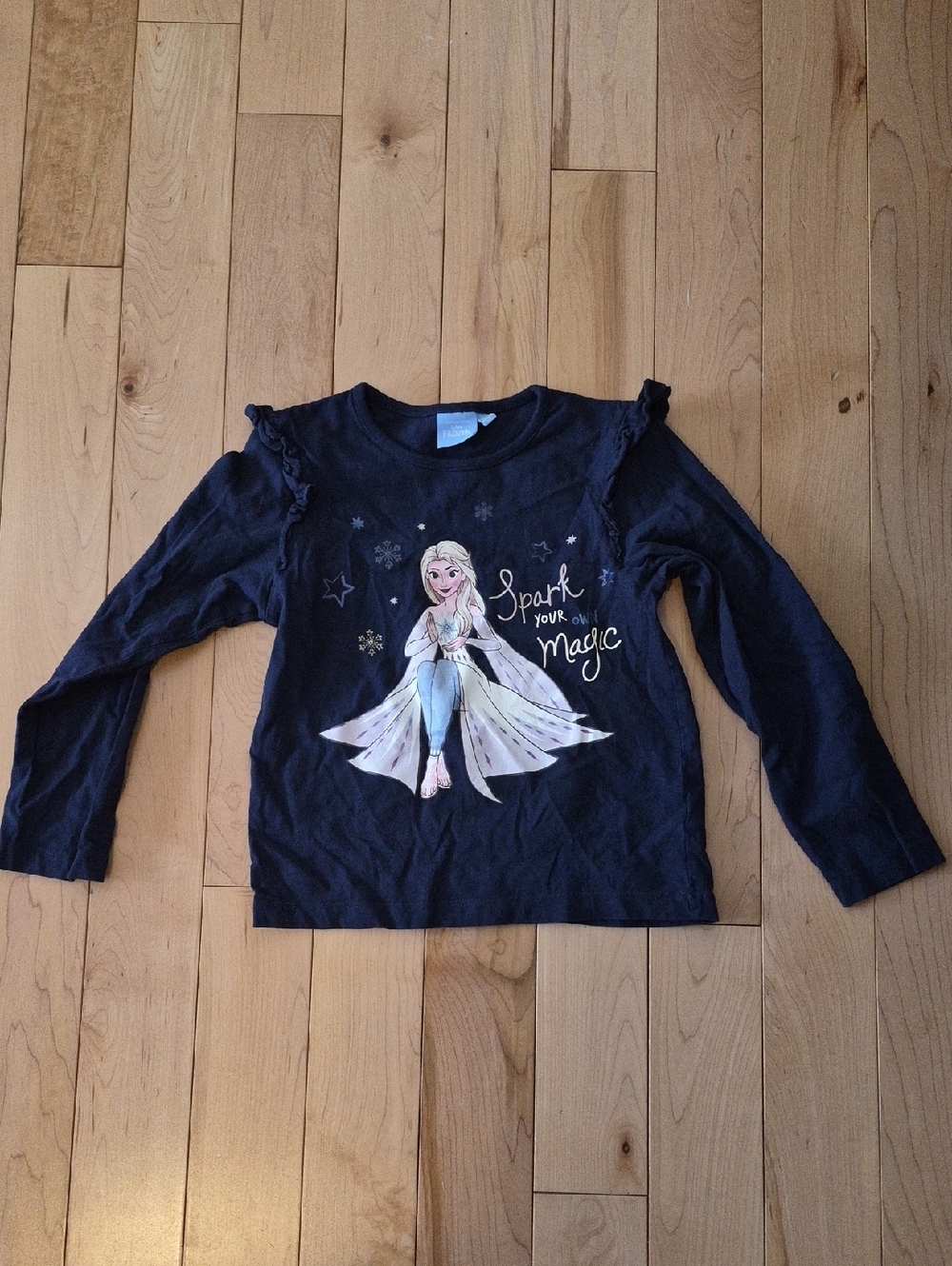 Girls' Size 7/8, Disney Frozen Navy 'Spark Your Magic' Long Sleeve Top